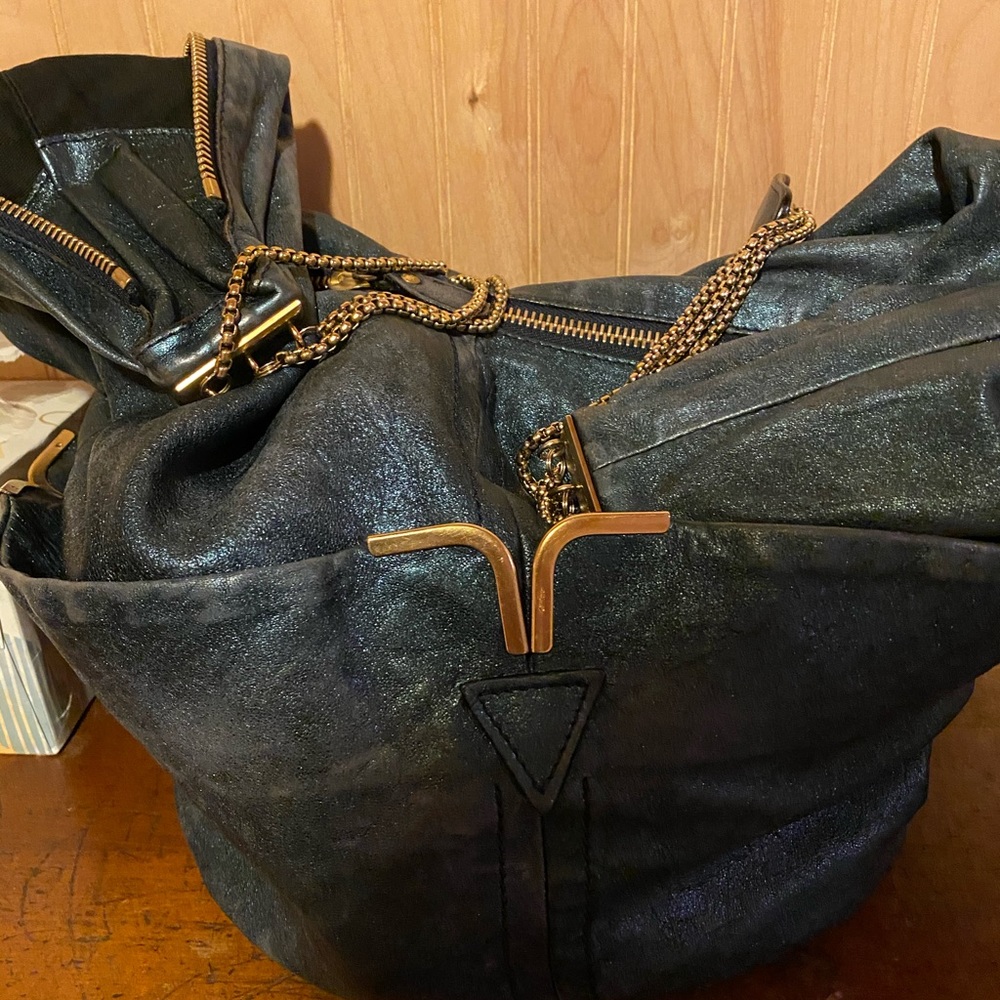 💙Chloe Milton Chain Hobo Bag Metallic Blue …